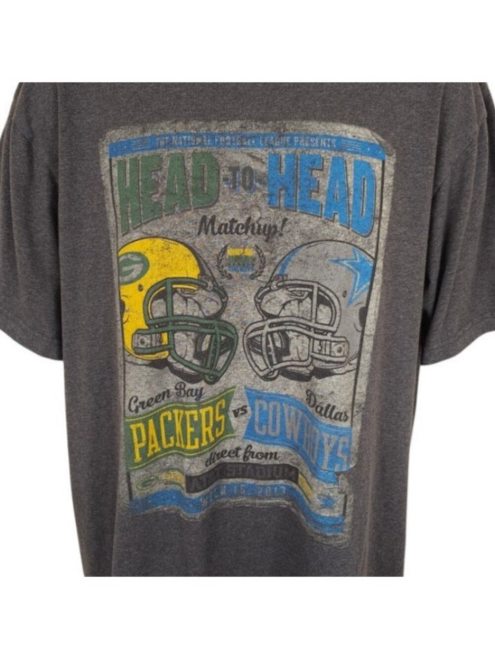 Green Bay Packers T Shirt Mens Size XL Gray Vs Dallas Cowboys NFL Football 2013